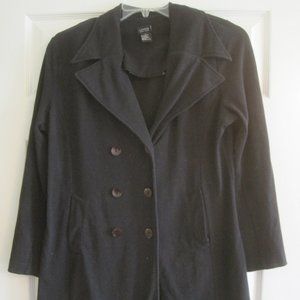 LERNER NEW YORK BLACK KNIT DOUBLE BREASTED TOP LARGE $39.50
